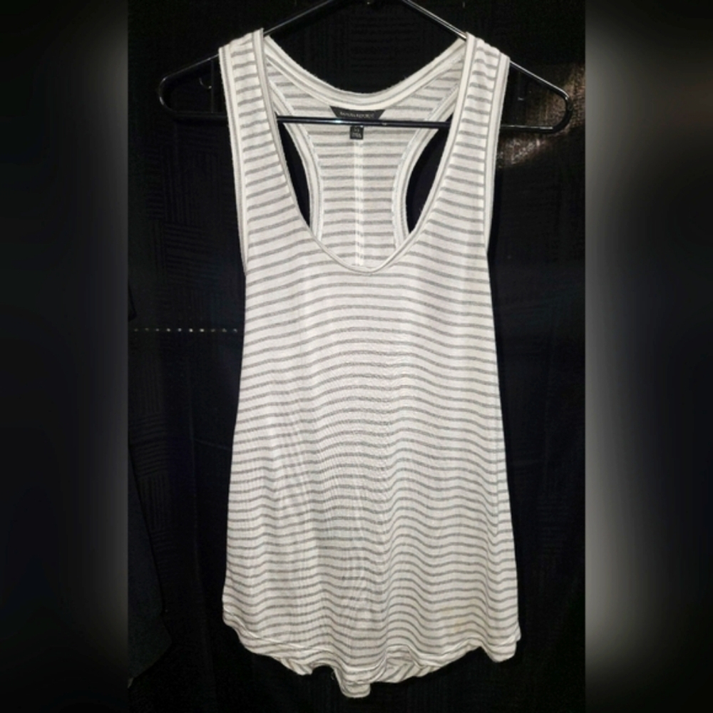 EUC Banana Republic Grey and White Striped Tank Top